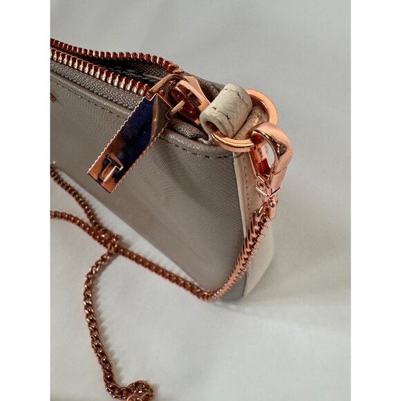 Ted Baker Women's Gray Crossbody Bag W/ Rose Gold Chain & Animal Print Lining - Picture 3 of 16